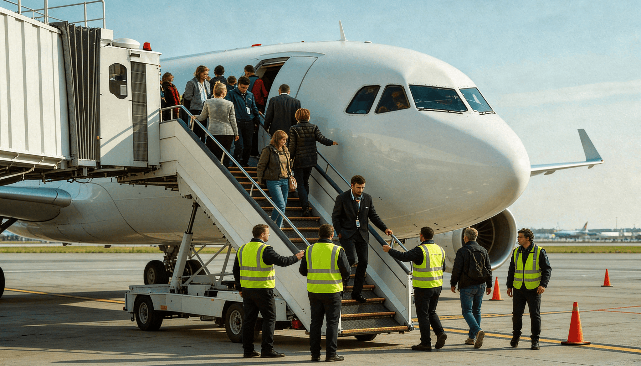 Elite Aviation jet preparing for urgent air evacuation flight at dusk