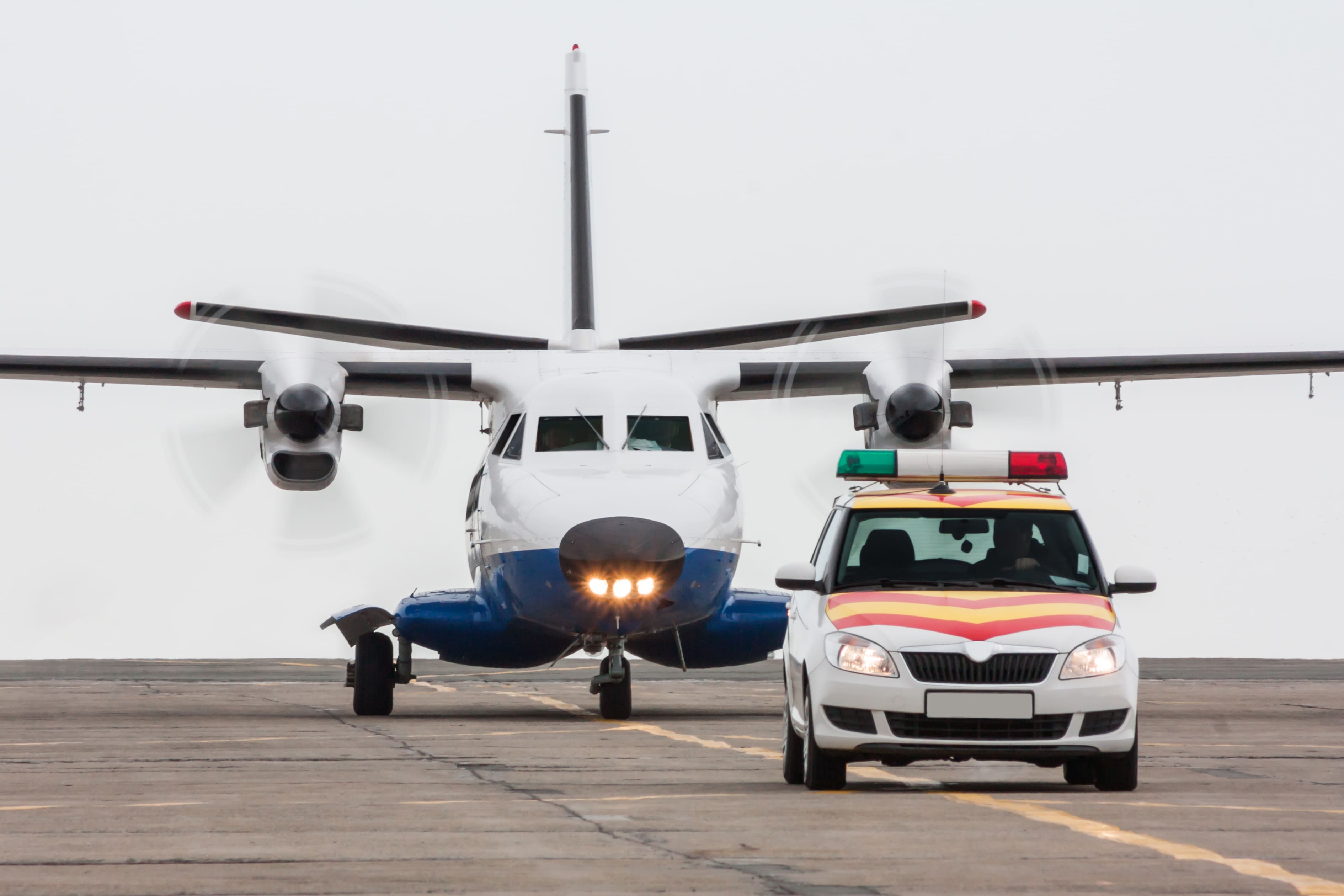 Air ambulance aircraft with medical team ready for medevac mission